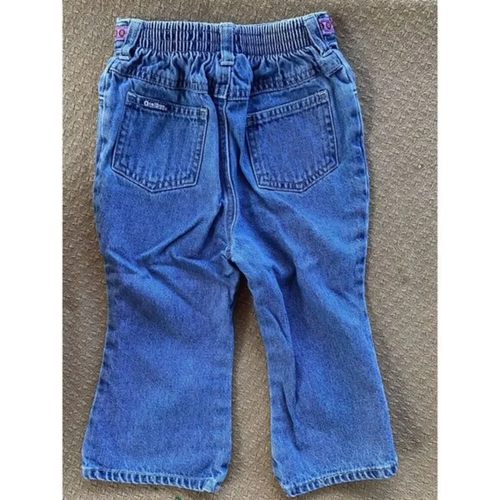 Toddler 24 Months Girls Vintage Osh Kosh Bgosh Embroidered Floral Blue Jeans 90s